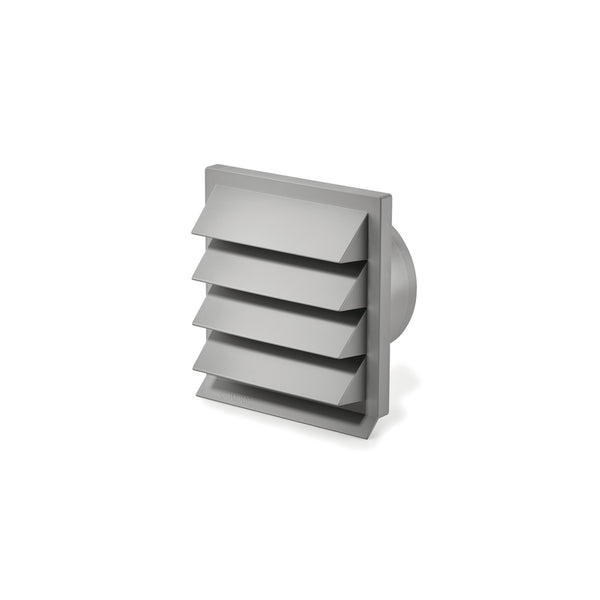 125mm Grey External Cowled wall grille with back draft damper